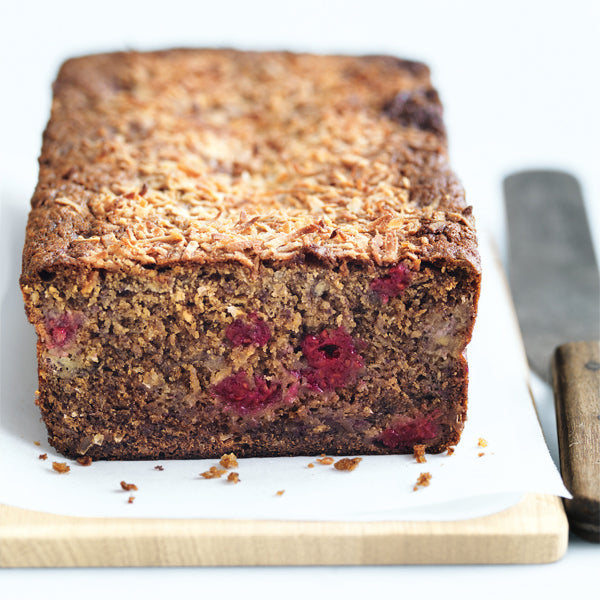 Banana-Raspberry-and-Coconut-Bread-Two-Busy-Bees-Honey