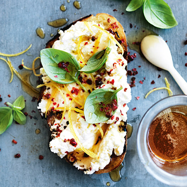 Lemon ricotta basil and honey bruschetta Two Busy Bees Honey