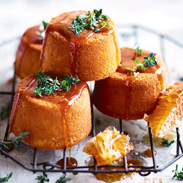Lemon thyme cakes with honey syrup