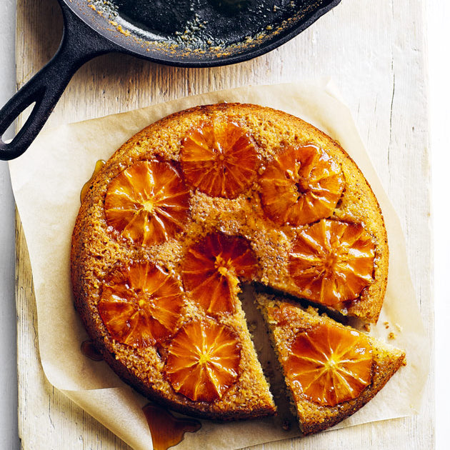 Orange-chia-seed-upside-down-skillet-cake