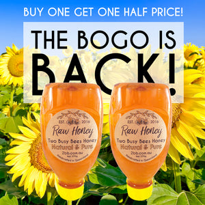 Pure Honey Squeeze Bottles - BOGO - Buy one get one half price - Limited time only!