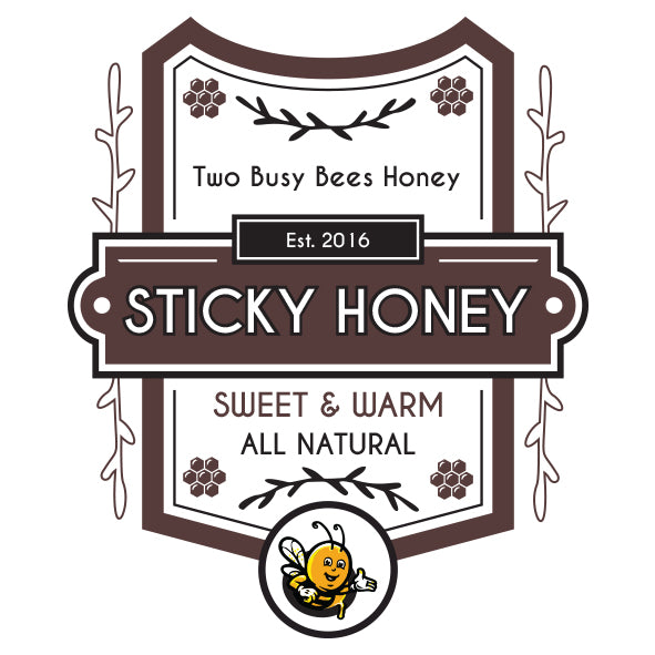 Two-Busy-Bees-Honey-Sticky-Honey-Bottle-Label